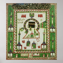 Tile with a representation of Mecca Print