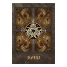Tiled Fractal Pentacle Custom Invitation