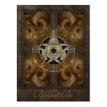 Tiled Fractal Pentacle Customisable Postcard