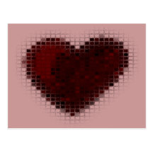 Tiled Mosaic Hearts (Deep Red) Postcard
