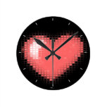 Tiled Mosaic Hearts (Pink) Round Wallclock