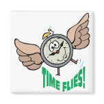 Time Flies ~ Flying Alarm Clock Word Play magnets