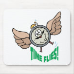 Time Flies ~ Flying Alarm Clock Word Play mousepads