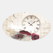 Time for Beauty Oval Stickers