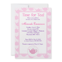 Time for Tea Teapot (Pink) Bridal Shower 5x7 Custom Invites