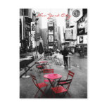 Time Square Black White Red Postcard