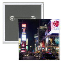 Times Square at night in Manhattan, New York Pinback Button