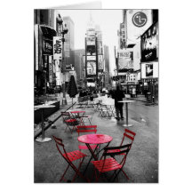 Times Square Black White & Red Greeting Card