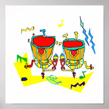 Timpani drums in abstract colours, typmani drum print
