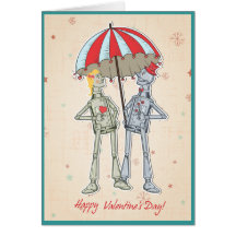 tin man robots valentines day card