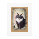 Tiny Art # 303 - Bemused tuxedo cat painting art postcards