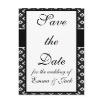 tiny black and white damask pattern design post card
