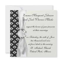 tiny black and white damask pattern invitations