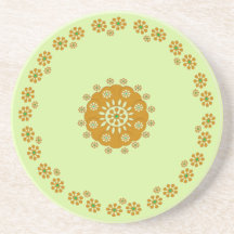 Tiny Flower, Brown Green Coaster