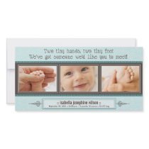 Tiny Hands, Tiny Feet Birth Announcement (blue)