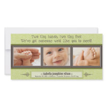 Tiny Hands, Tiny Feet Birth Announcement (lime)