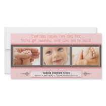 Tiny Hands, Tiny Feet Birth Announcement (pink)
