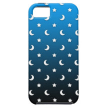 Tiny White Stars and Moons on Blue iPhone 5 Covers