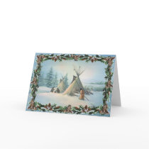 TIPI CAMP SQUAW & BOUGHS by SHARON SHARPE Greeting Cards