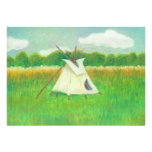 Tipi teepee central Minnesota landscape drawing Custom Announcement