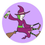 Tipsy Witch Round Stickers
