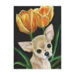 "TipToeing Thru the Tulips" Chihuahua Art Postcard