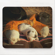 Tired Cowboy Puppies Mousepads
