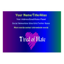 Tired of Hate Business Card