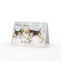 "Tis the Season" Airedale Dog Art Christmas Card