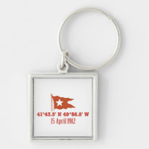 Titanic Sinking GPS Coordinates & White Star Flag Key Chain