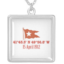 Titanic Sinking GPS Coordinates & White Star Flag Custom Jewelry