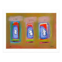 Titled:  Dance of life  -  fun colourful ghosts Post Card
