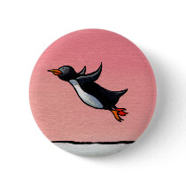 Titled: Eternal Optimist - ambitious penguin art Button