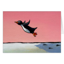 Titled: Eternal Optimist - ambitious penguin art Greeting Cards