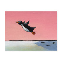 Titled: Eternal Optimist - ambitious penguin art Post Card