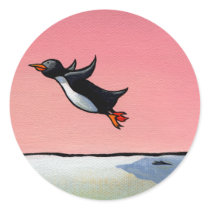 Titled: Eternal Optimist - ambitious penguin art Round Sticker