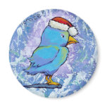 Titled:  Tiny Art #598 - Angry Santa Bird ART magnets