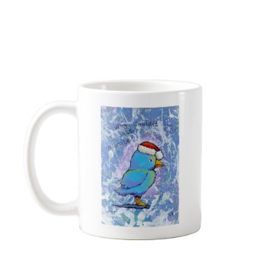 Titled:  Tiny Art #598 - Angry Santa Bird ART Mug by SimpleTerms