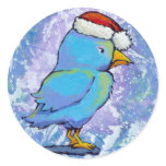 Titled:  Tiny Art #598 - Angry Santa Bird ART stickers