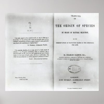 Titlepage to `On the Origin of Species` Posters
