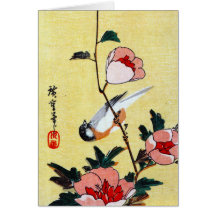 Titmouse and Peonies, Hiroshige Cards