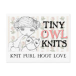 TKYA knit purl hoot love postcard