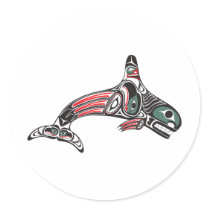 Tlingit Killer Whale & Eagle Round Sticker