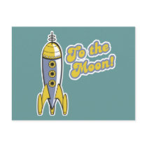 to the moon retro space rocket postcards