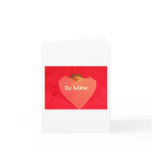 Toad frog holding a heart that says Be Mine ? cards