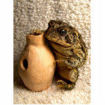 Toad frog holding miniature udu photograph photo sculptures