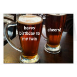 TOASTING TWIN'S BIRTHDAY GREETING CARD