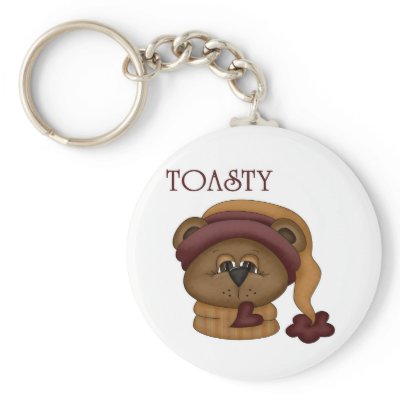Toasty Bear with scarf Key Chain by robynsnest
