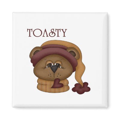 Toasty Bear with scarf Refrigerator Magnet by robynsnest