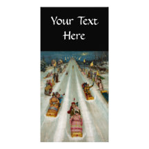 Toboggans On a winter night Customised Photo Card